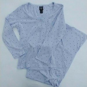 Laura Ashley Pajama Set Blue Black Polk a dot Women's Size Medium